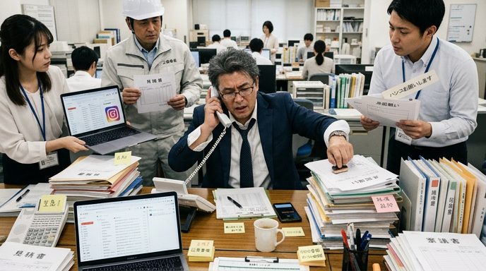 バタバタしているオフィス