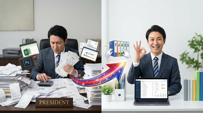 大量の書類から解放される社長